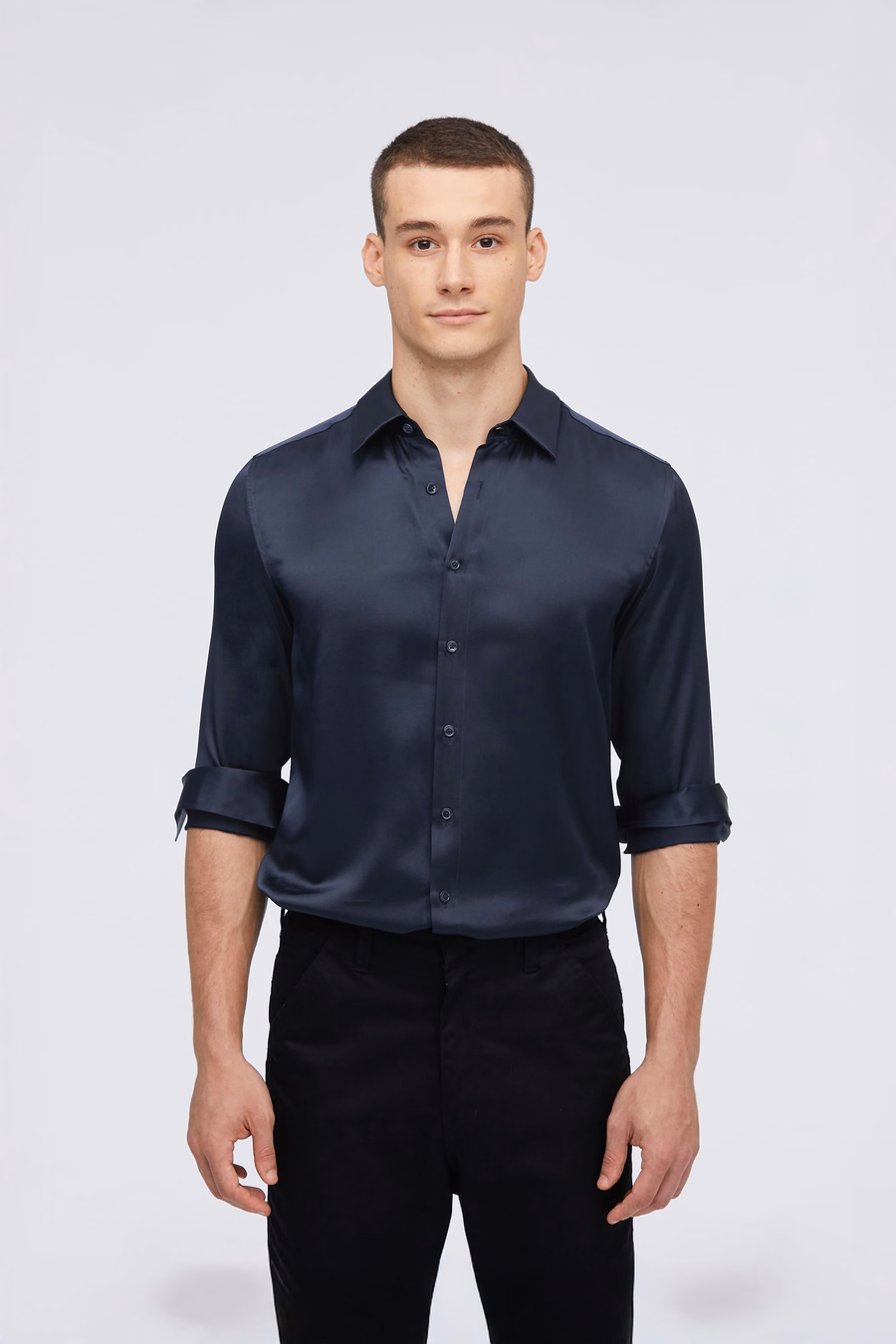 Chemise de base en soie de mûrier pour hommes
