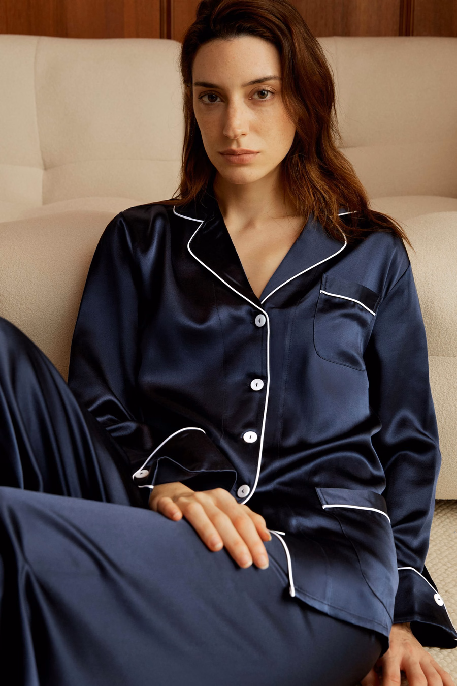 Ensemble de pyjama en soie pour femmes Chic Trimmed