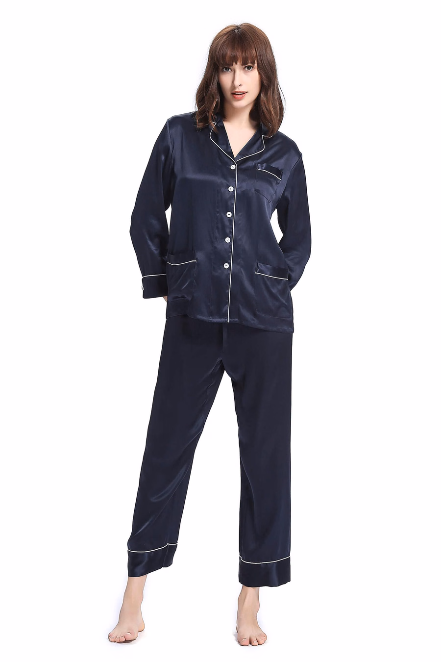 Ensemble de pyjama en soie pour femmes Chic Trimmed