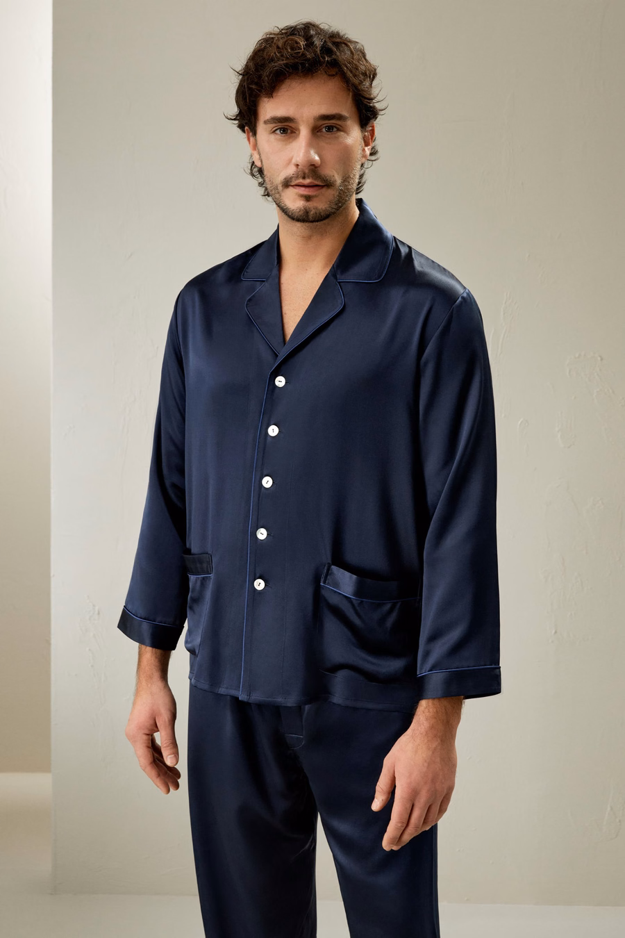 Ensemble de pyjama en soie longue pour hommes