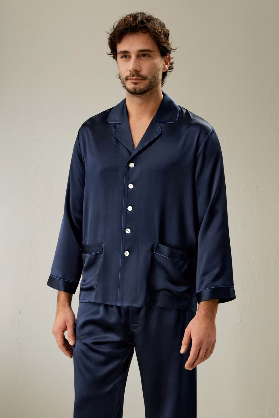 Ensemble de pyjama en soie longue pour hommes