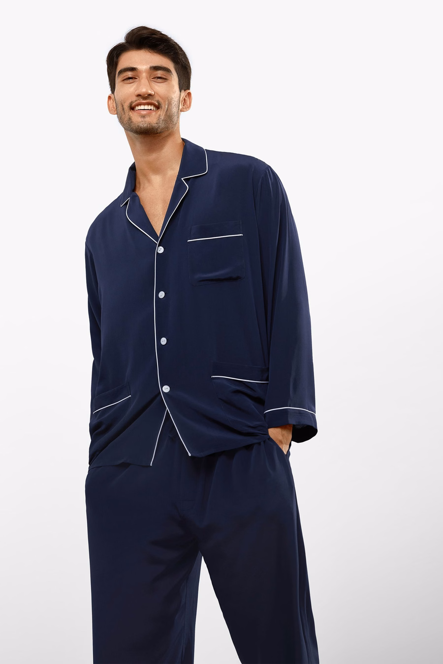Ensemble de Pyjama en Soie avec Col Revers