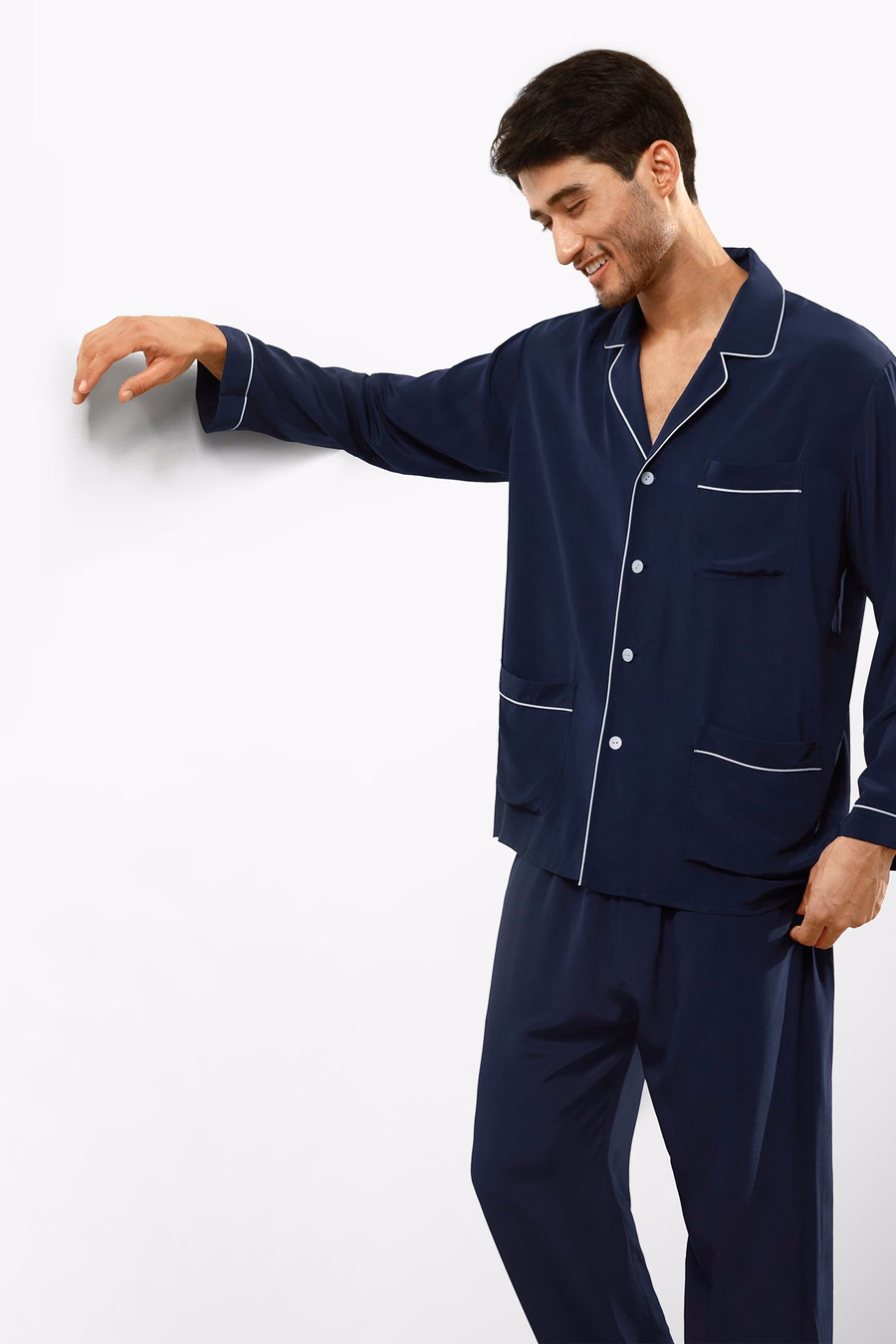 Ensemble de Pyjama en Soie avec Col Revers