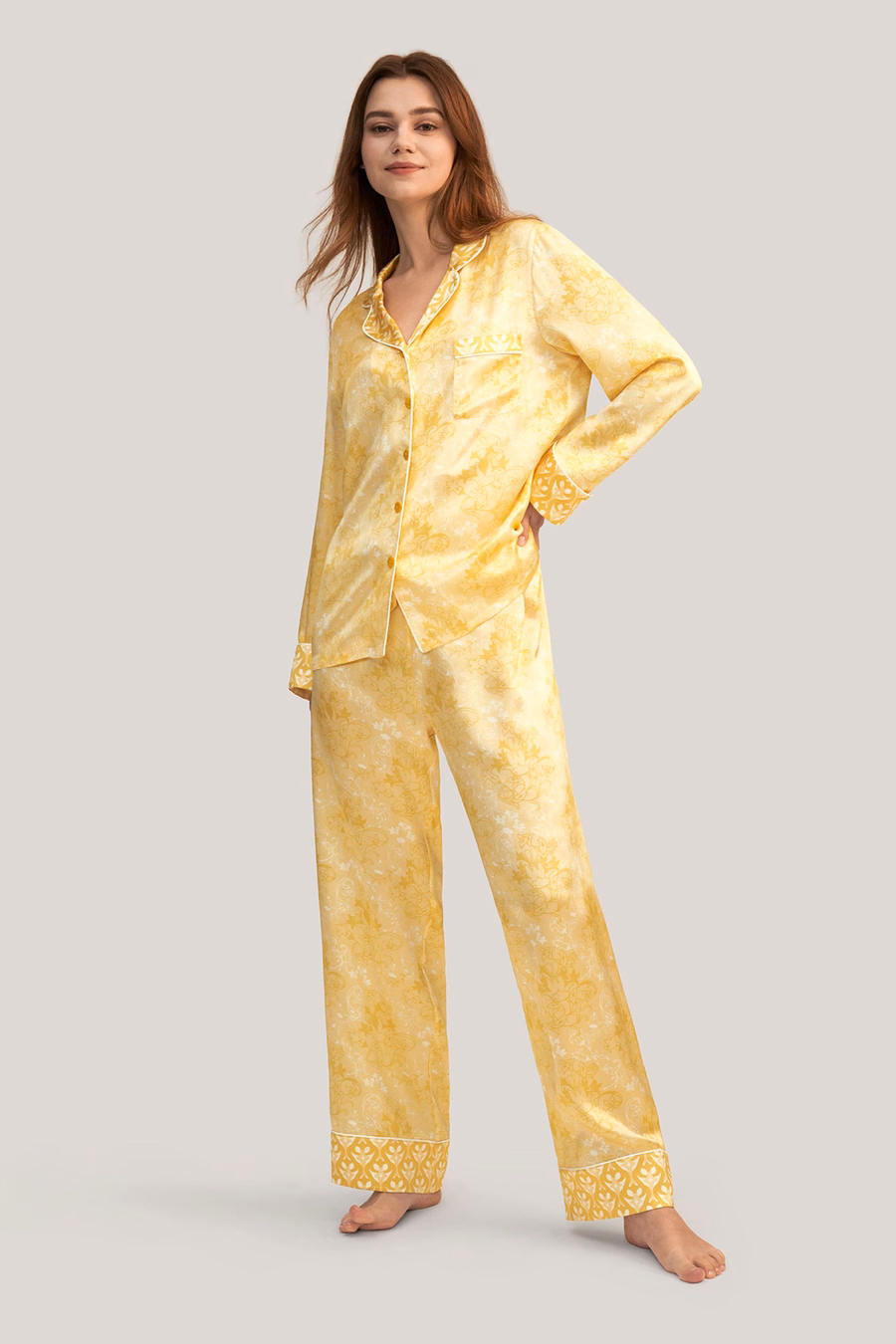 Ensemble de pyjama en soie Golden Lily
