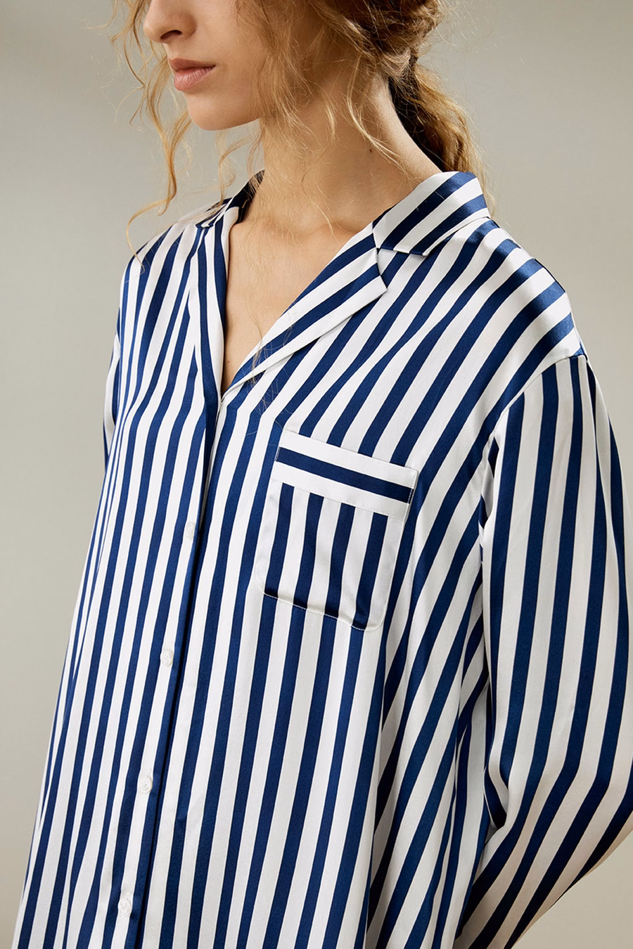 Chemise de Nuit Rayée Boutonnée Amalfi