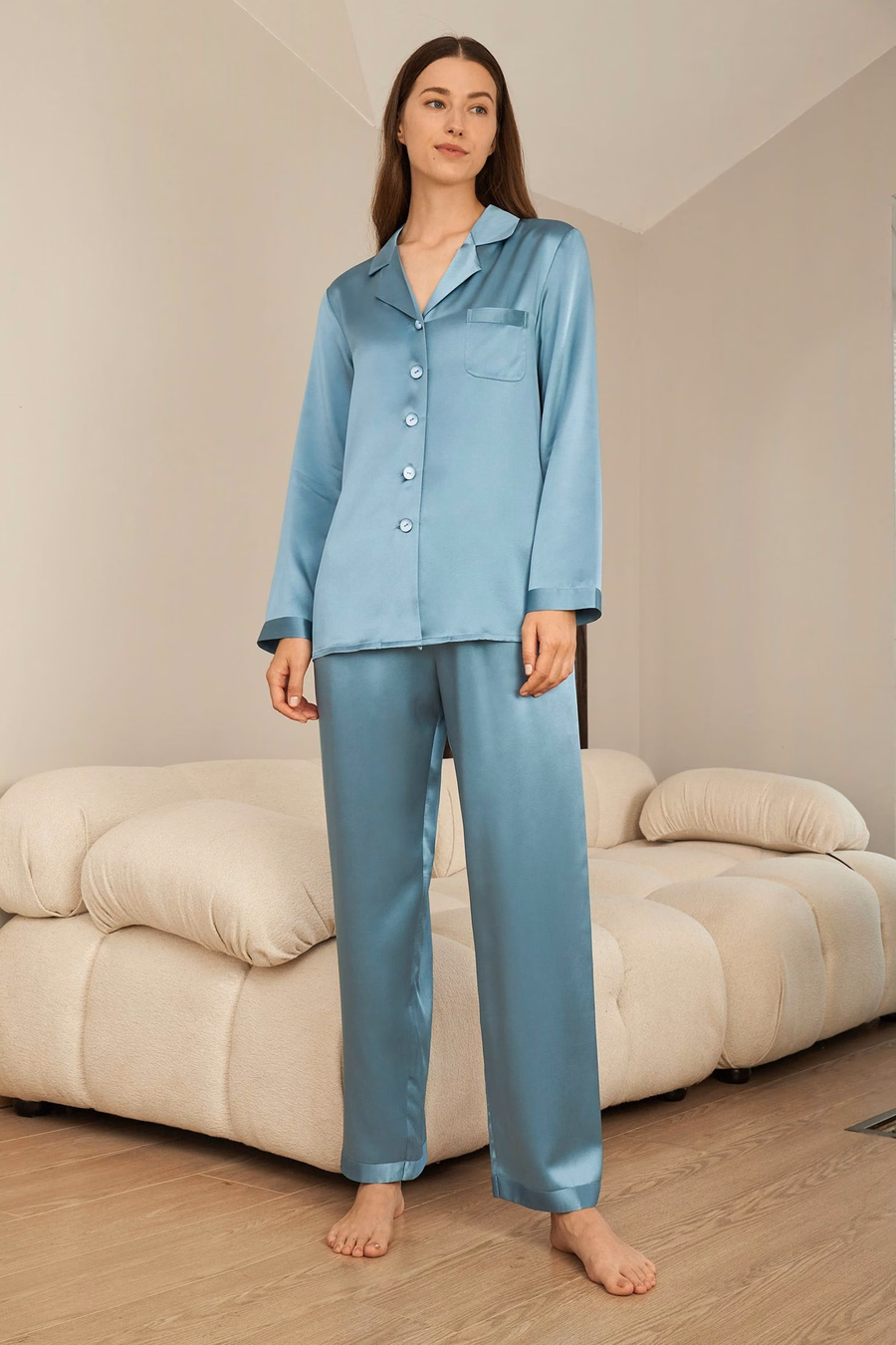 Ensemble de vêtements de nuit en soie pour femmes