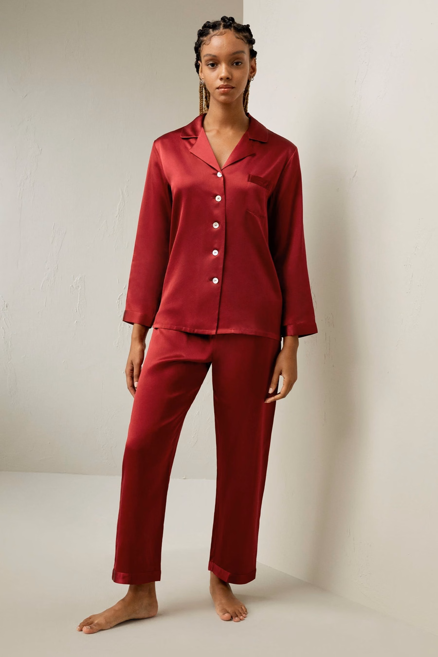 Ensemble de vêtements de nuit en soie pour femmes