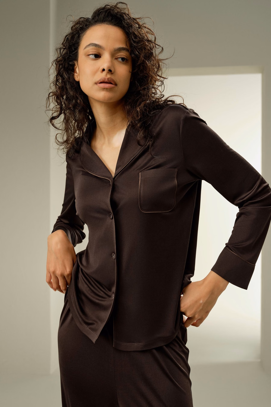 Ensemble de Pyjama Classique en Jersey de Soie
