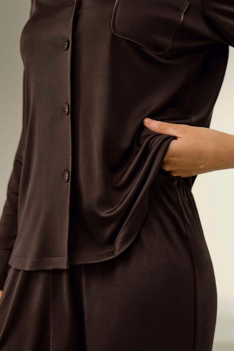 Ensemble de Pyjama Classique en Jersey de Soie