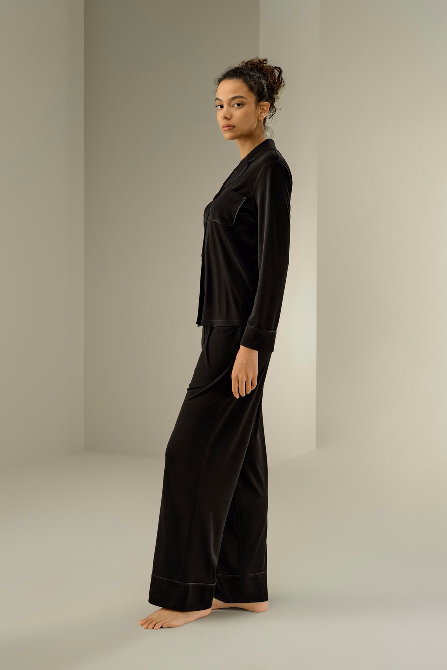 Ensemble de Pyjama Classique en Jersey de Soie