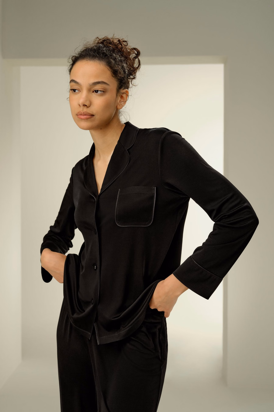 Ensemble de Pyjama Classique en Jersey de Soie