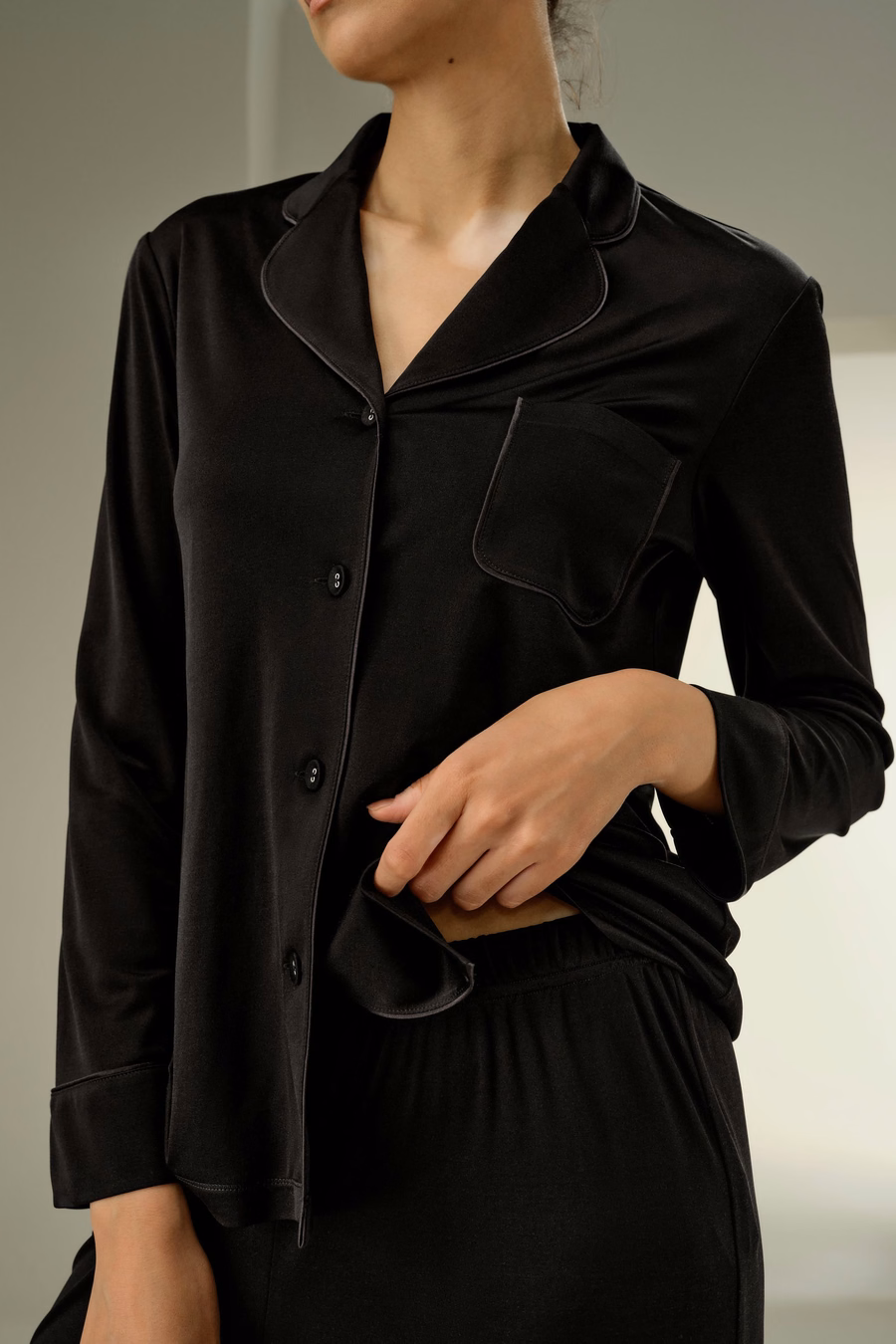 Ensemble de Pyjama Classique en Jersey de Soie