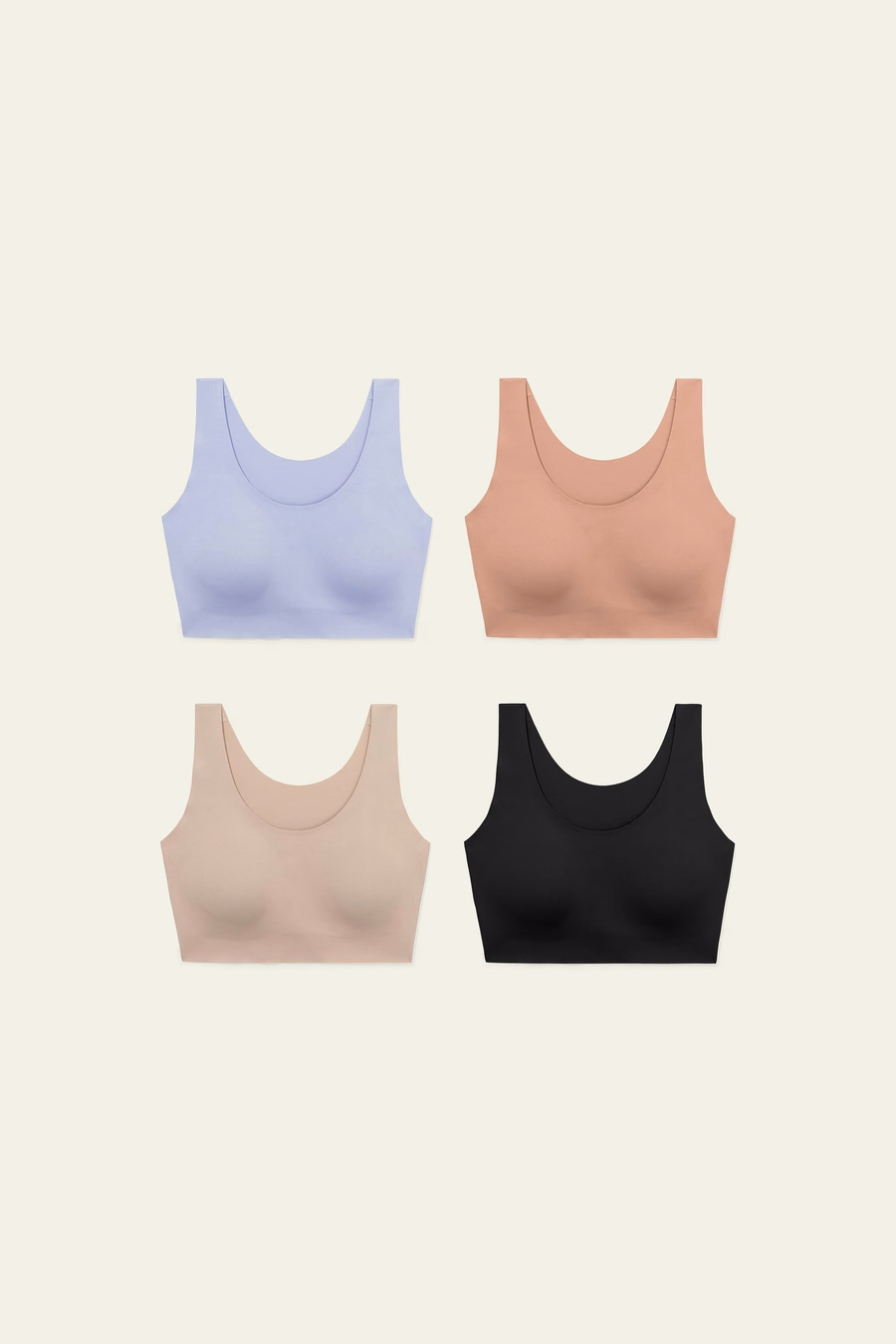 Ensemble de Soutien-Gorge en Soie Sans Fil Classique Taille Unique (4PCS)