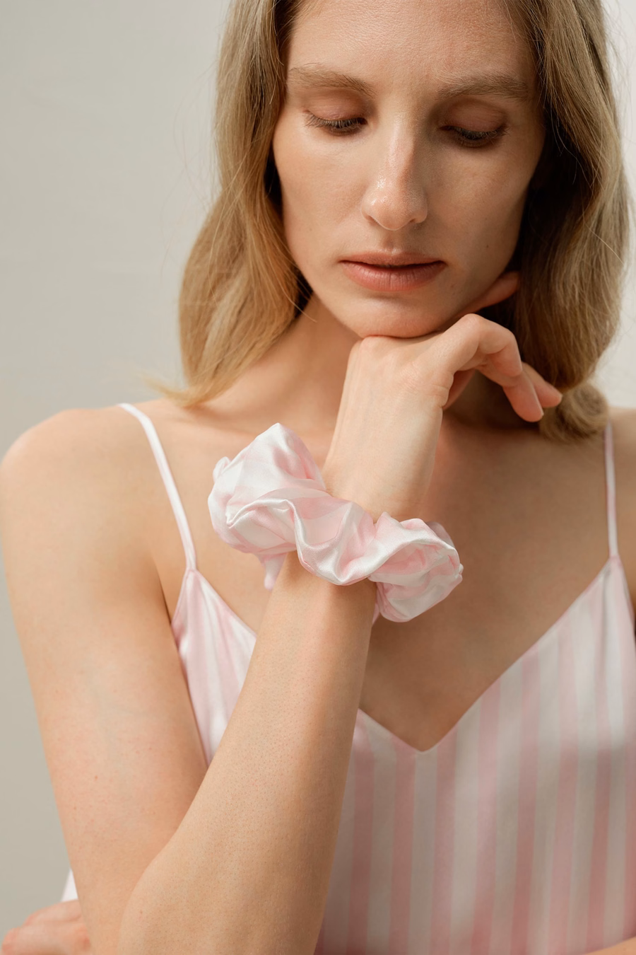 Ensemble de Cami à Rayures Rosées de Saint-Valentin
