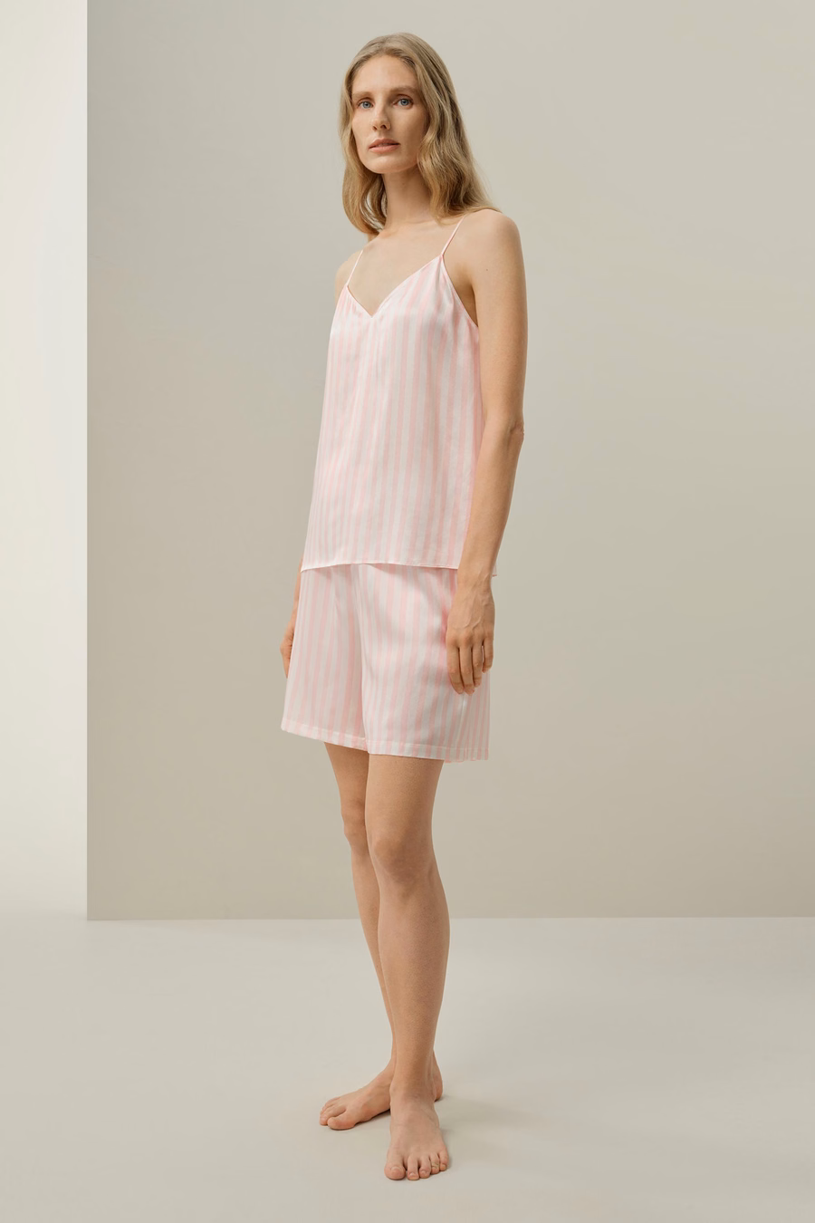 Ensemble de camisole en charmeuse rayée