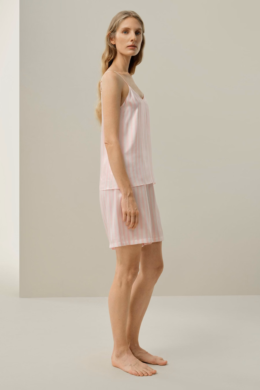 Ensemble de camisole en charmeuse rayée