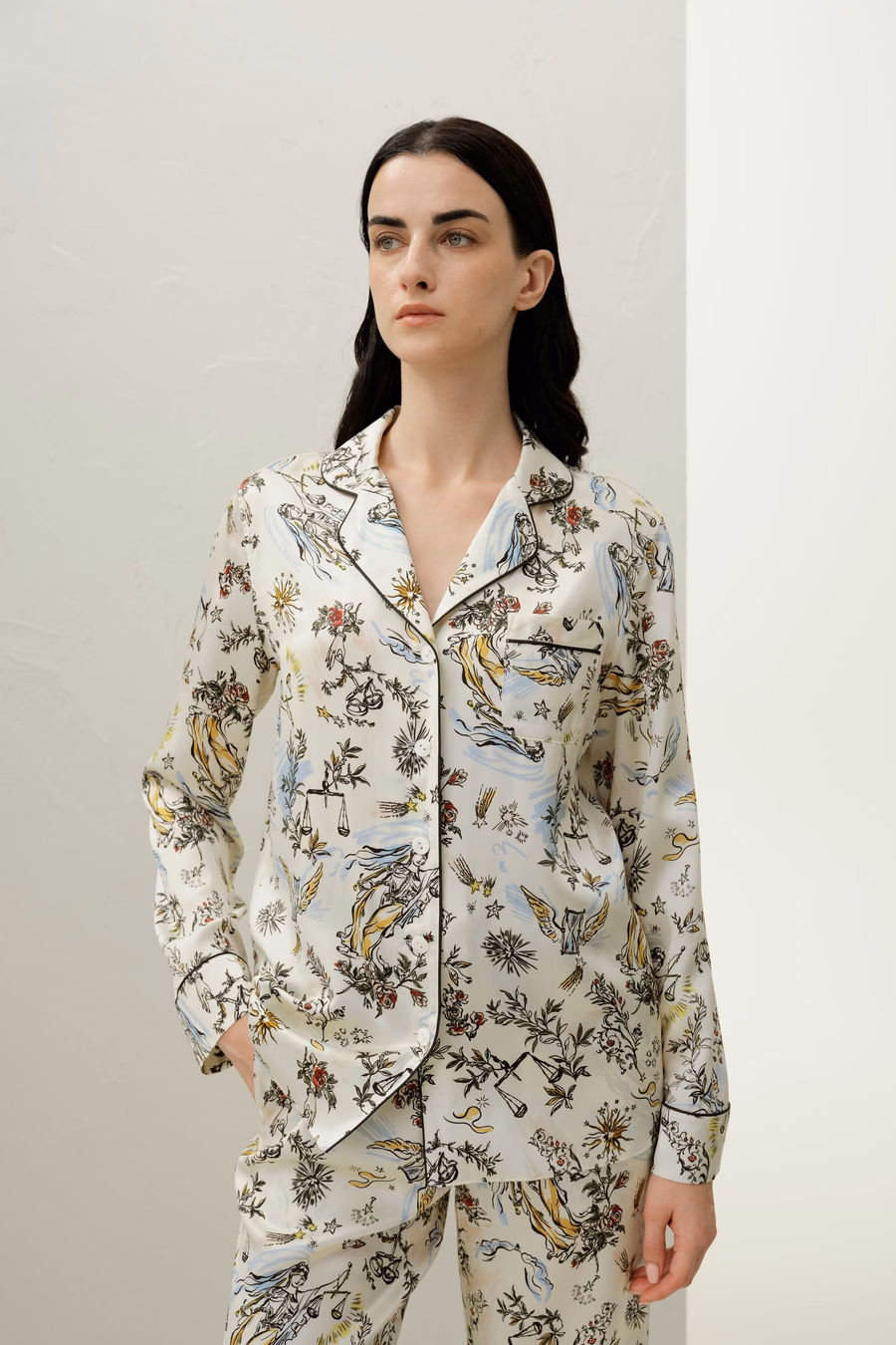 Ensemble de Pyjamas Classique en Soie du Zodiaque Libra