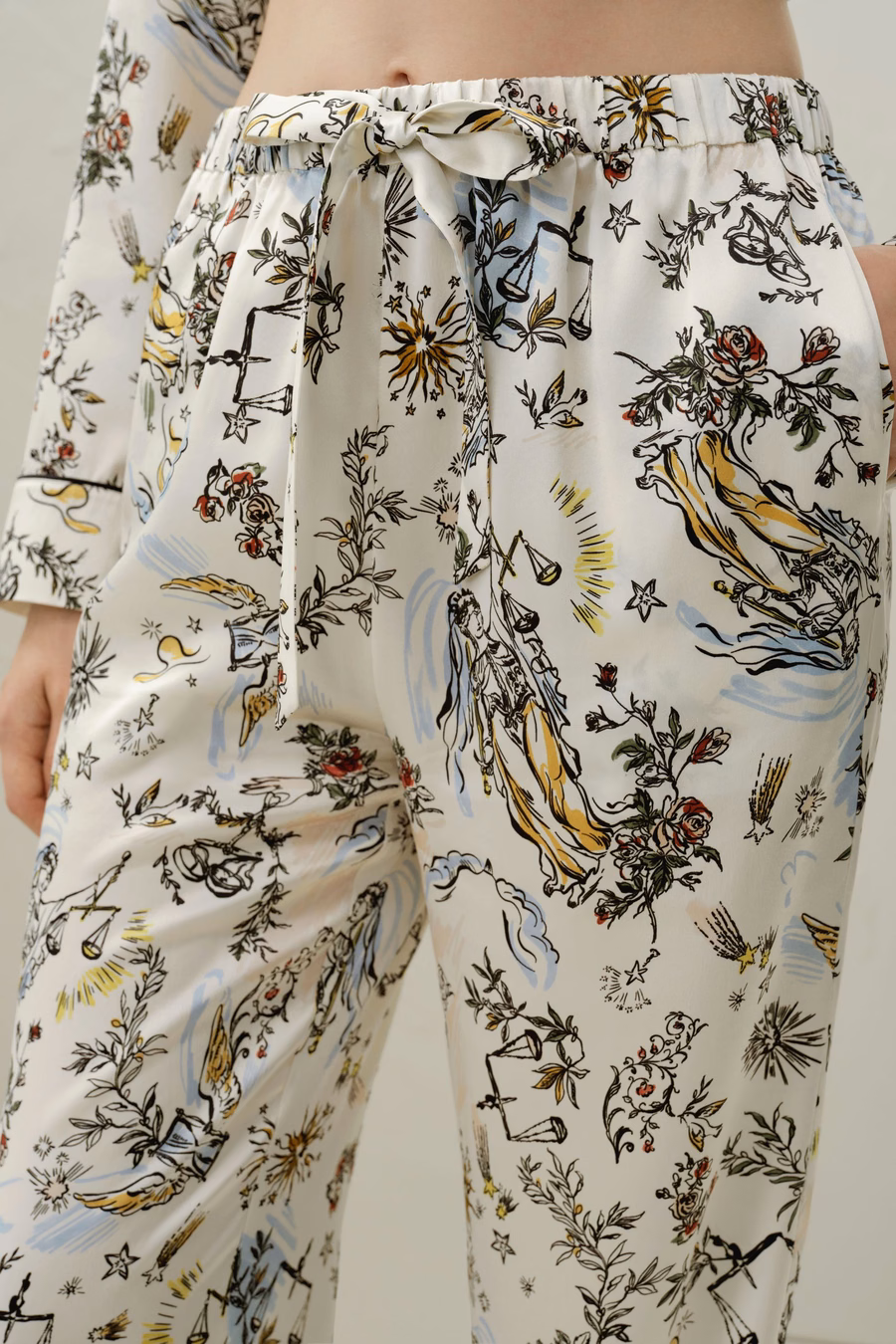 Ensemble de Pyjamas Classique en Soie du Zodiaque Libra