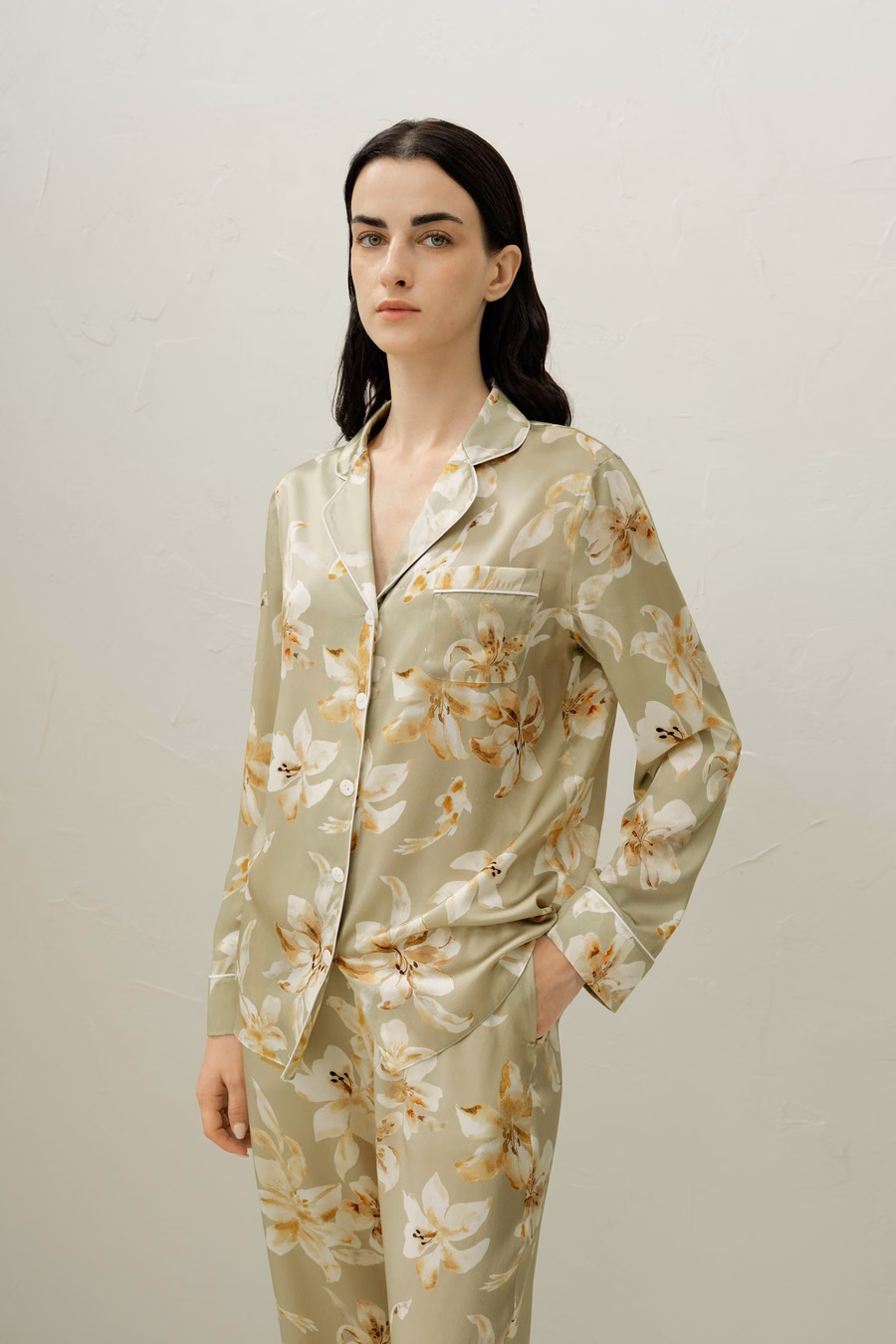 Ensemble de pyjama en soie classique pour le zodiaque Poissons