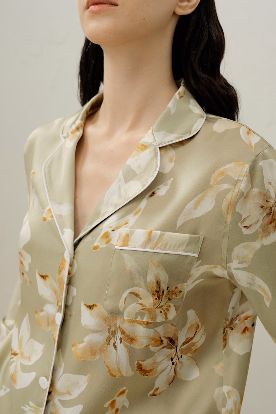 Ensemble de pyjama en soie classique pour le zodiaque Poissons