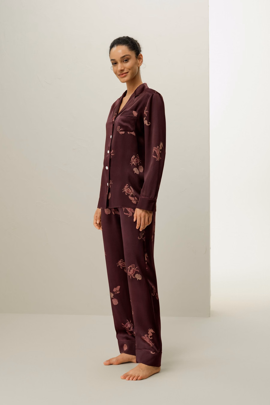 Ensemble de pyjama en soie classique du zodiaque Cancer