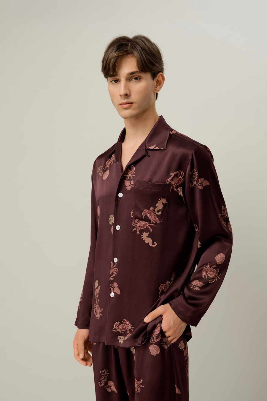 Ensemble de Pyjama en Soie pour Hommes Cancer