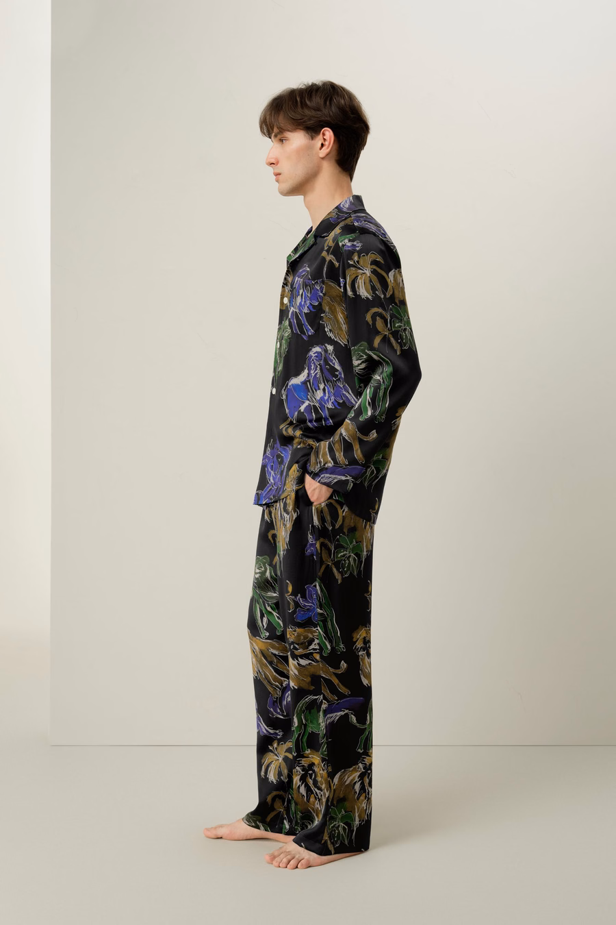 Ensemble de Pyjama en Soie pour Hommes Lion