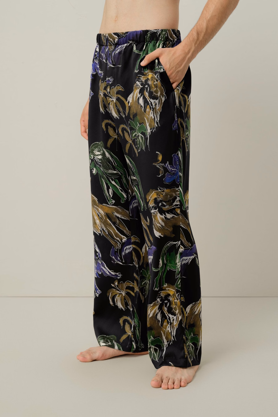 Ensemble de Pyjama en Soie pour Hommes Lion