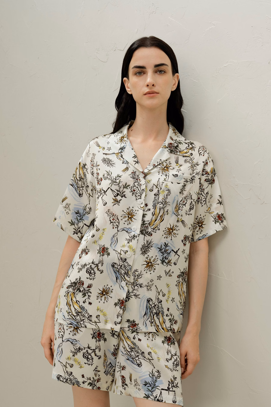 Ensemble de pyjama court en soie Zodiac Balance