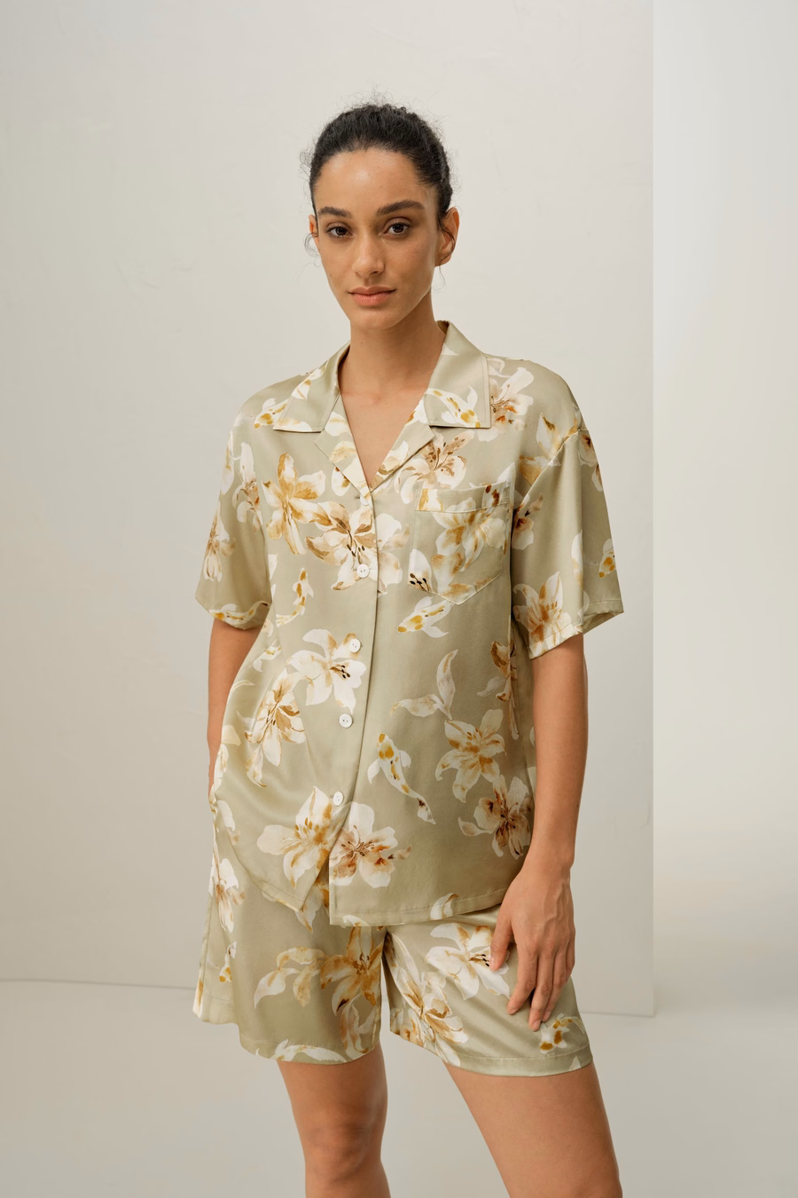 Ensemble de pyjama court en soie du zodiaque des Poissons