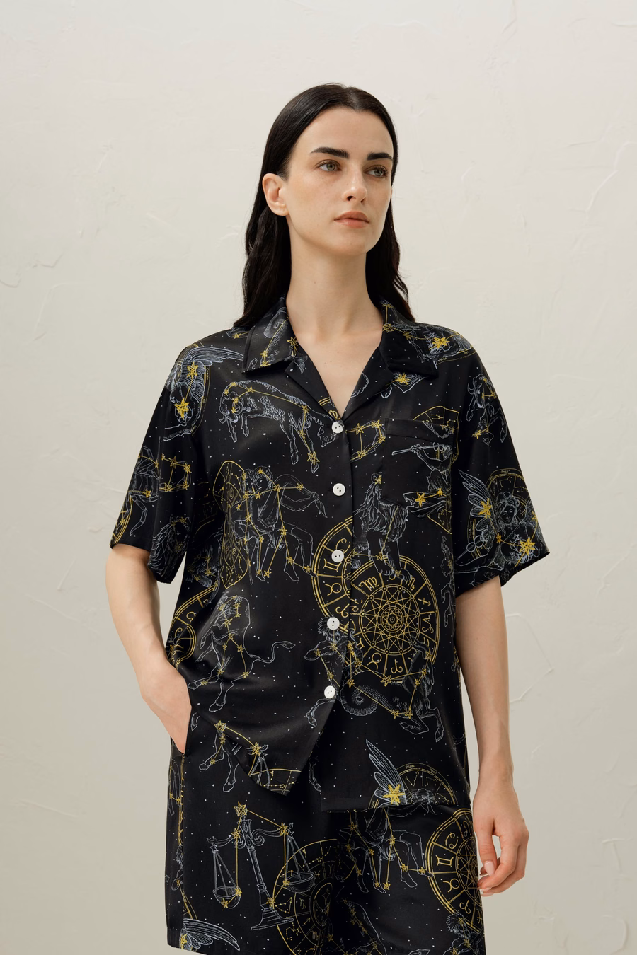 Ensemble Court de Pyjama en Soie du Zodiaque Vierge