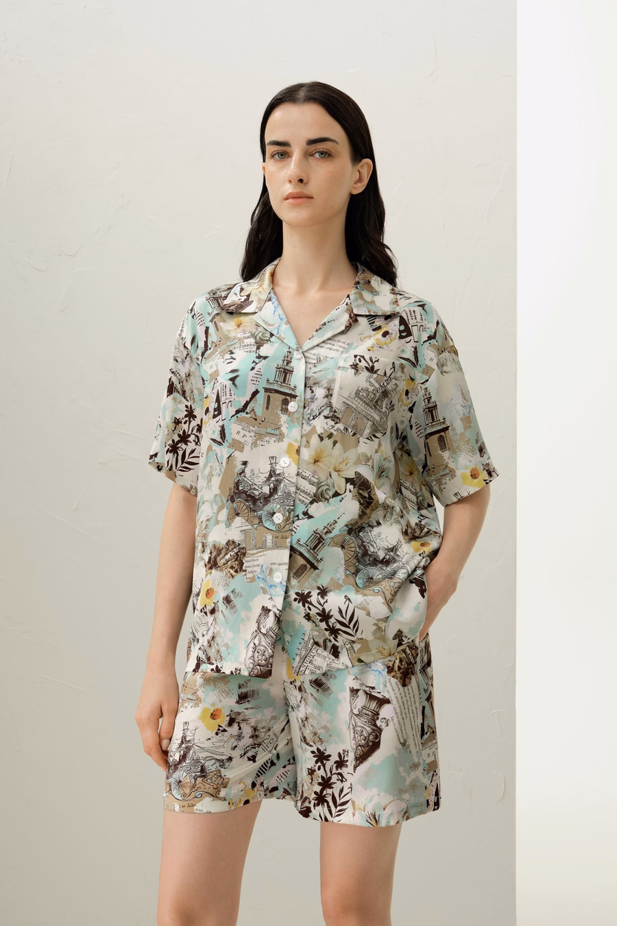 Ensemble de pyjama court en soie Zodiac Verseau