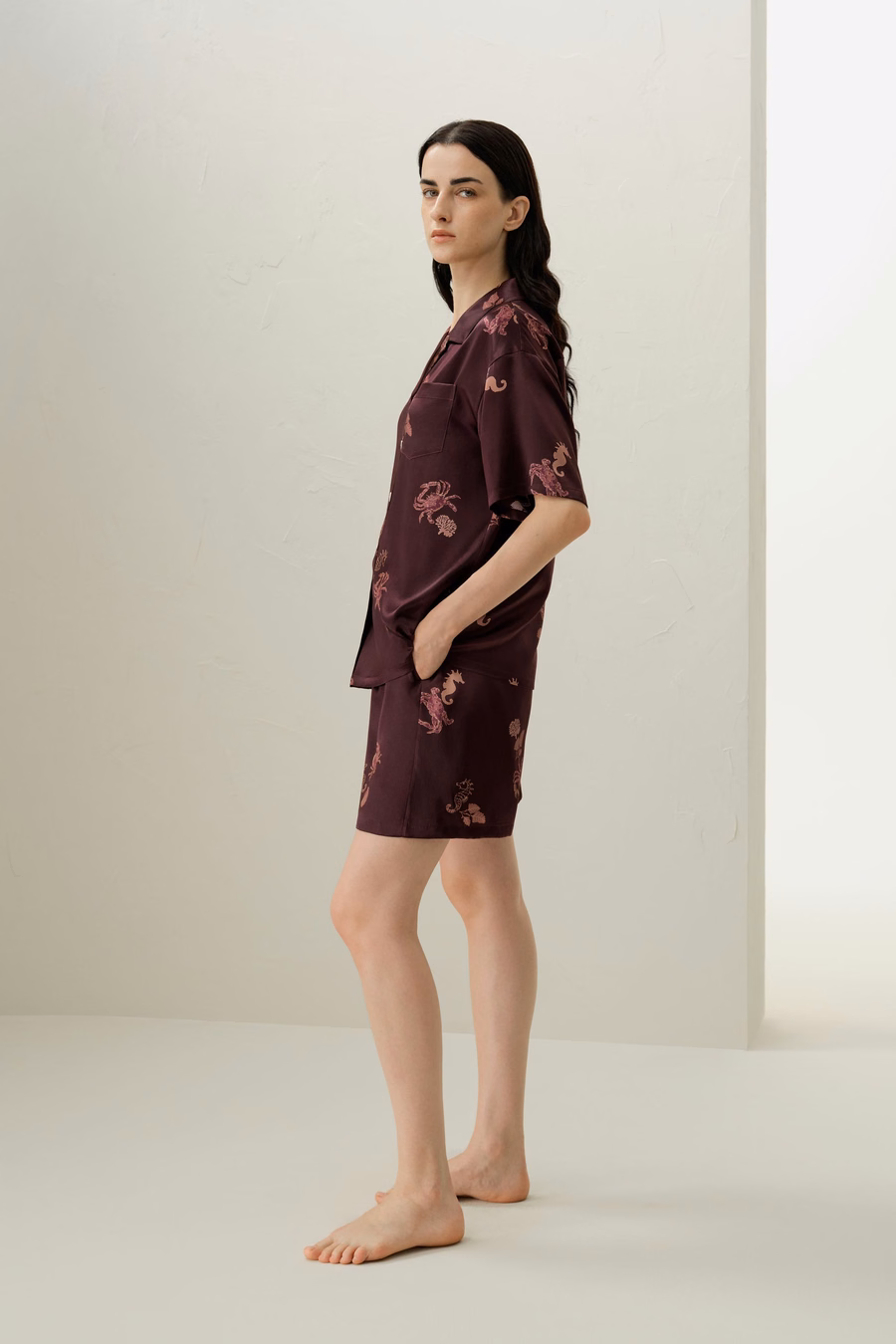 Ensemble de pyjama en soie courte du zodiaque Cancer