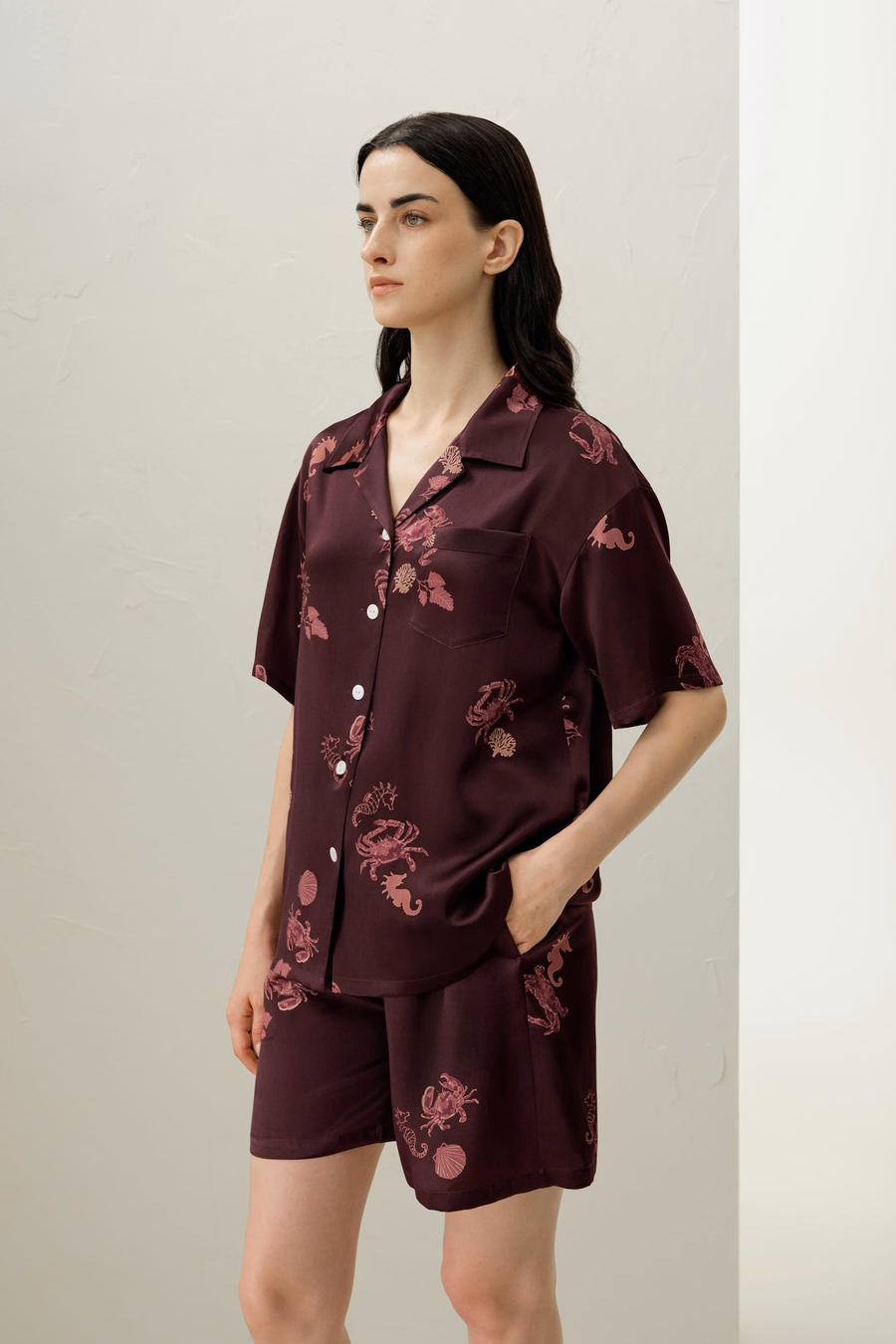 Ensemble de pyjama en soie courte du zodiaque Cancer