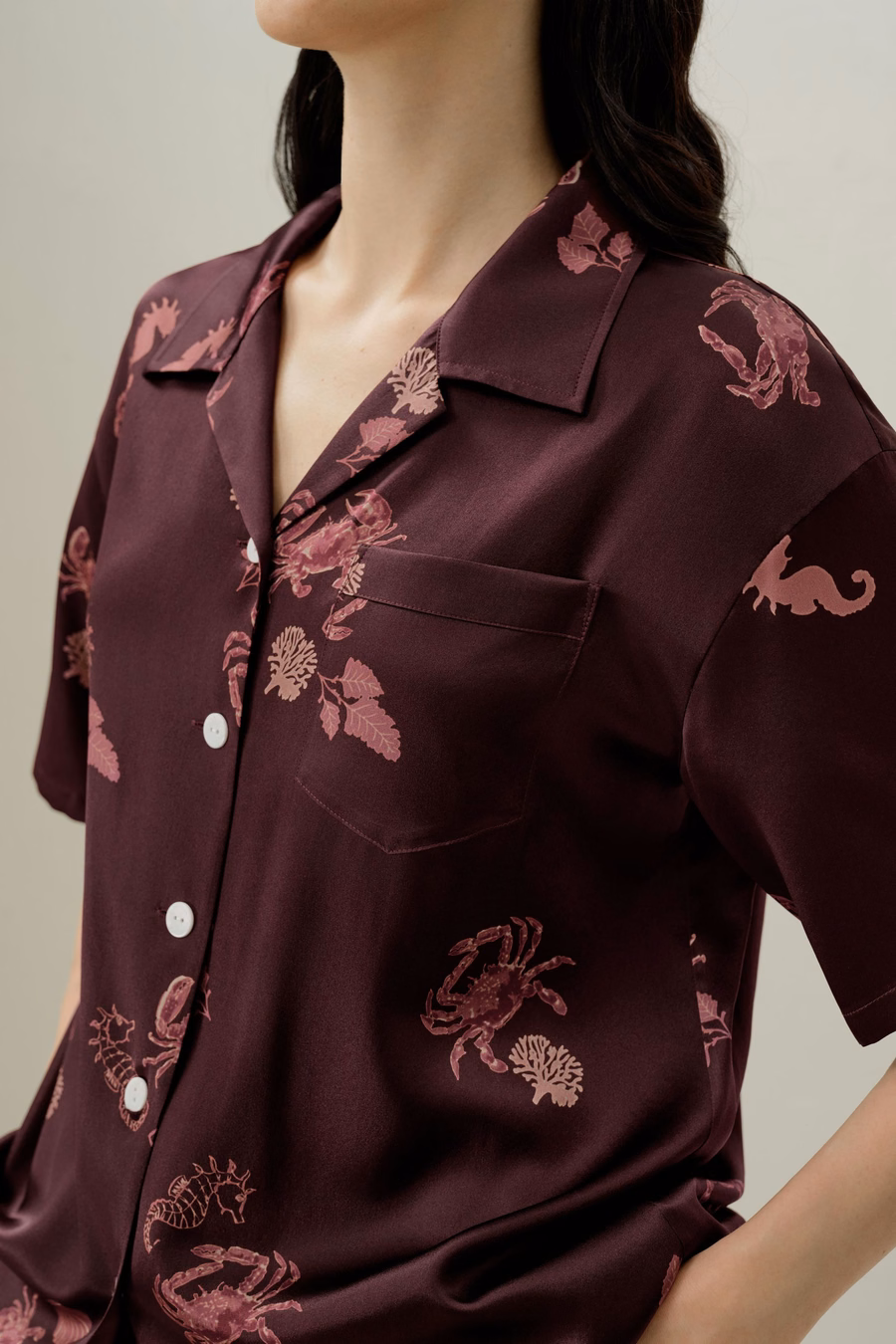 Ensemble de pyjama en soie courte du zodiaque Cancer