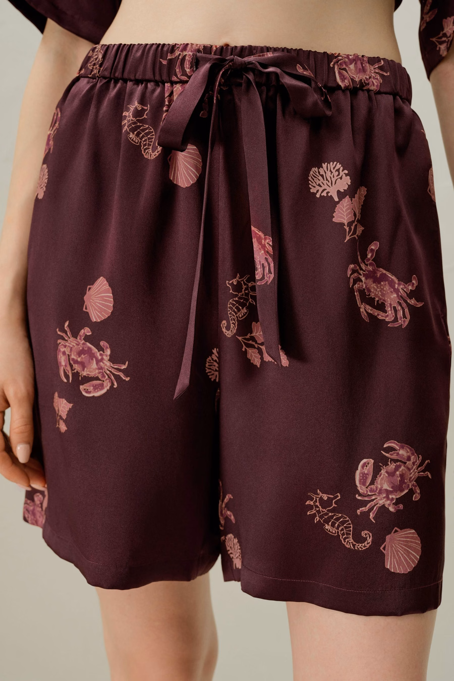 Ensemble de pyjama en soie courte du zodiaque Cancer