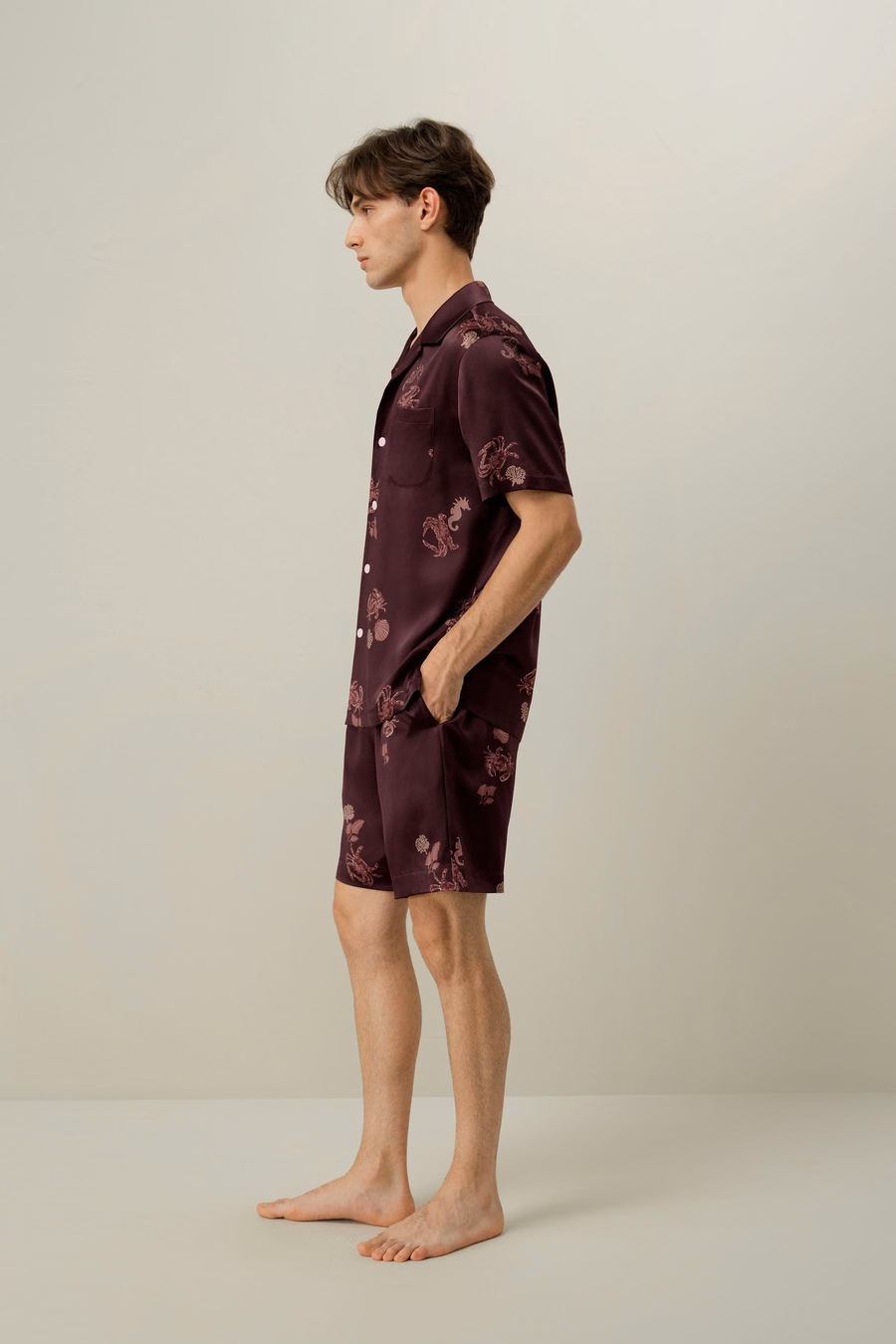 Ensemble de short en soie pour hommes du zodiaque Cancer