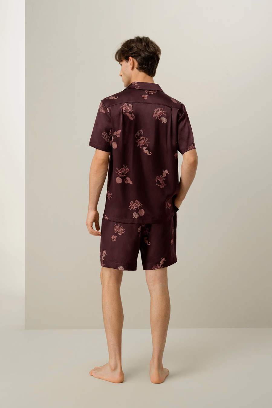 Ensemble de short en soie pour hommes du zodiaque Cancer