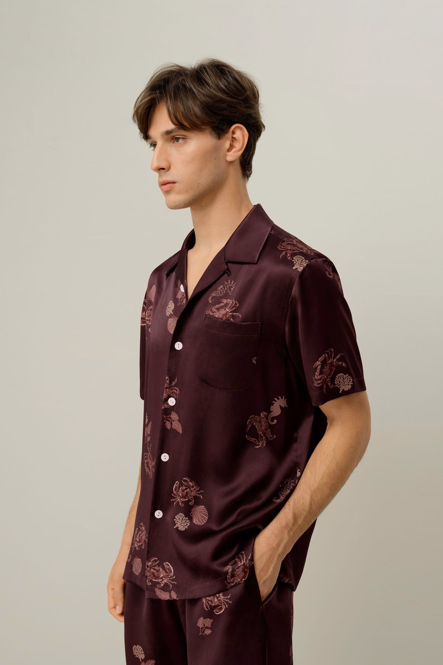 Ensemble de short en soie pour hommes du zodiaque Cancer