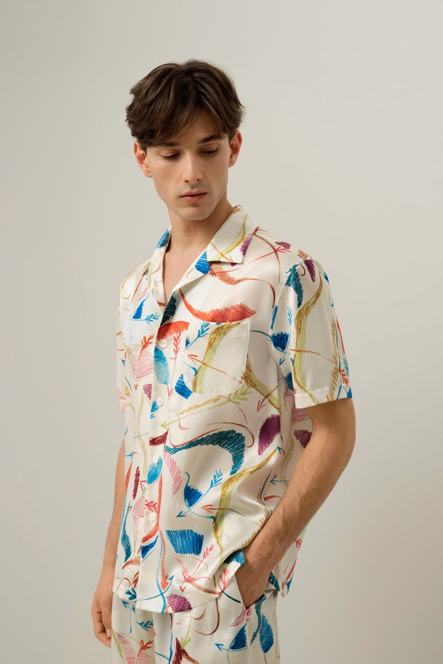 Ensemble de Pyjama Court en Soie pour Hommes Sagittaire