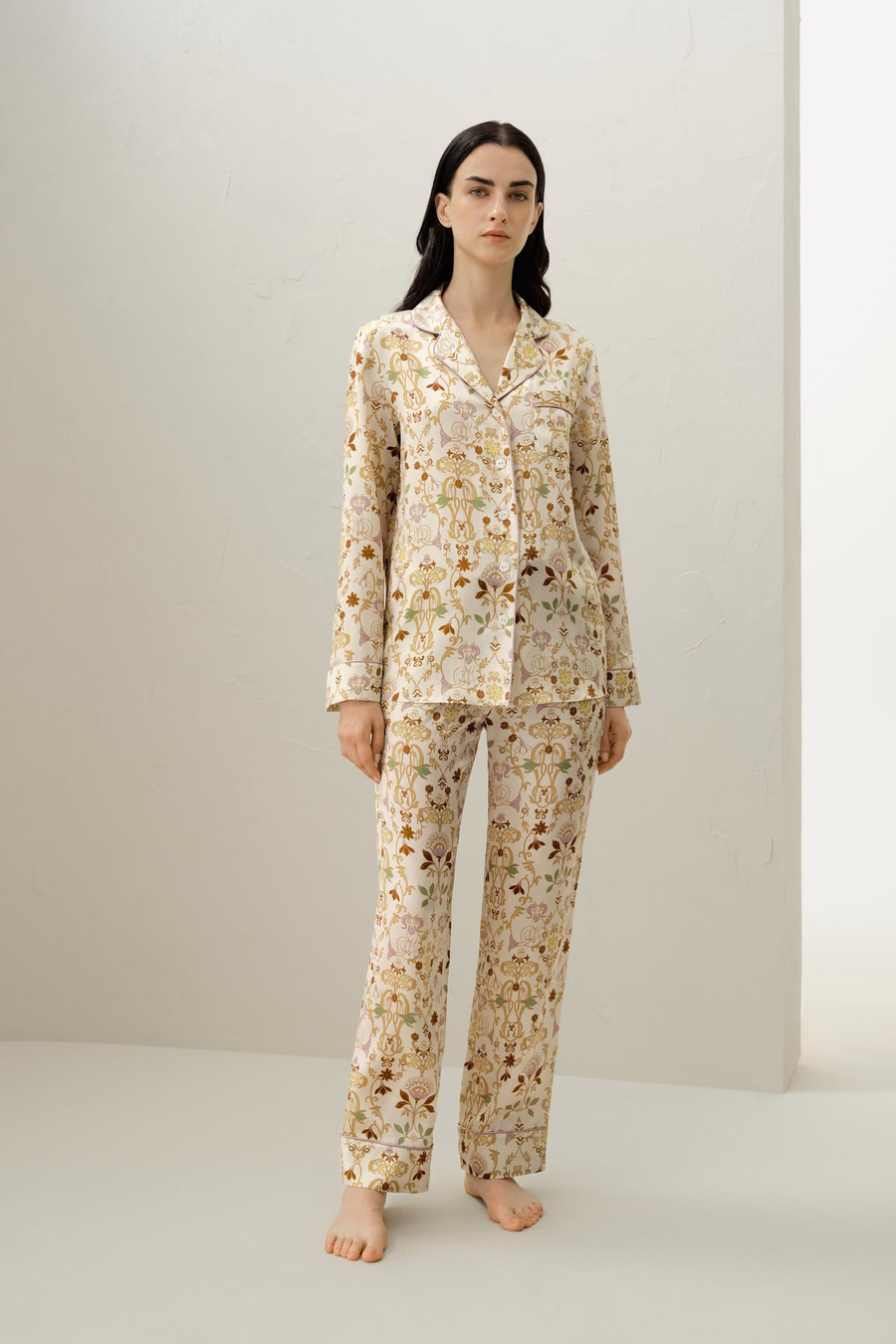 Ensemble de pyjama en soie classique pour le zodiaque Capricorne