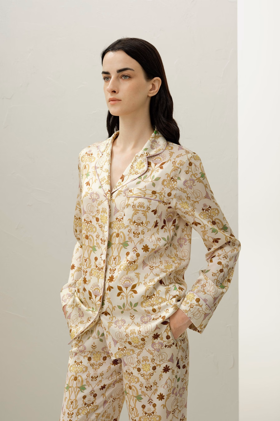 Ensemble de pyjama en soie classique pour le zodiaque Capricorne