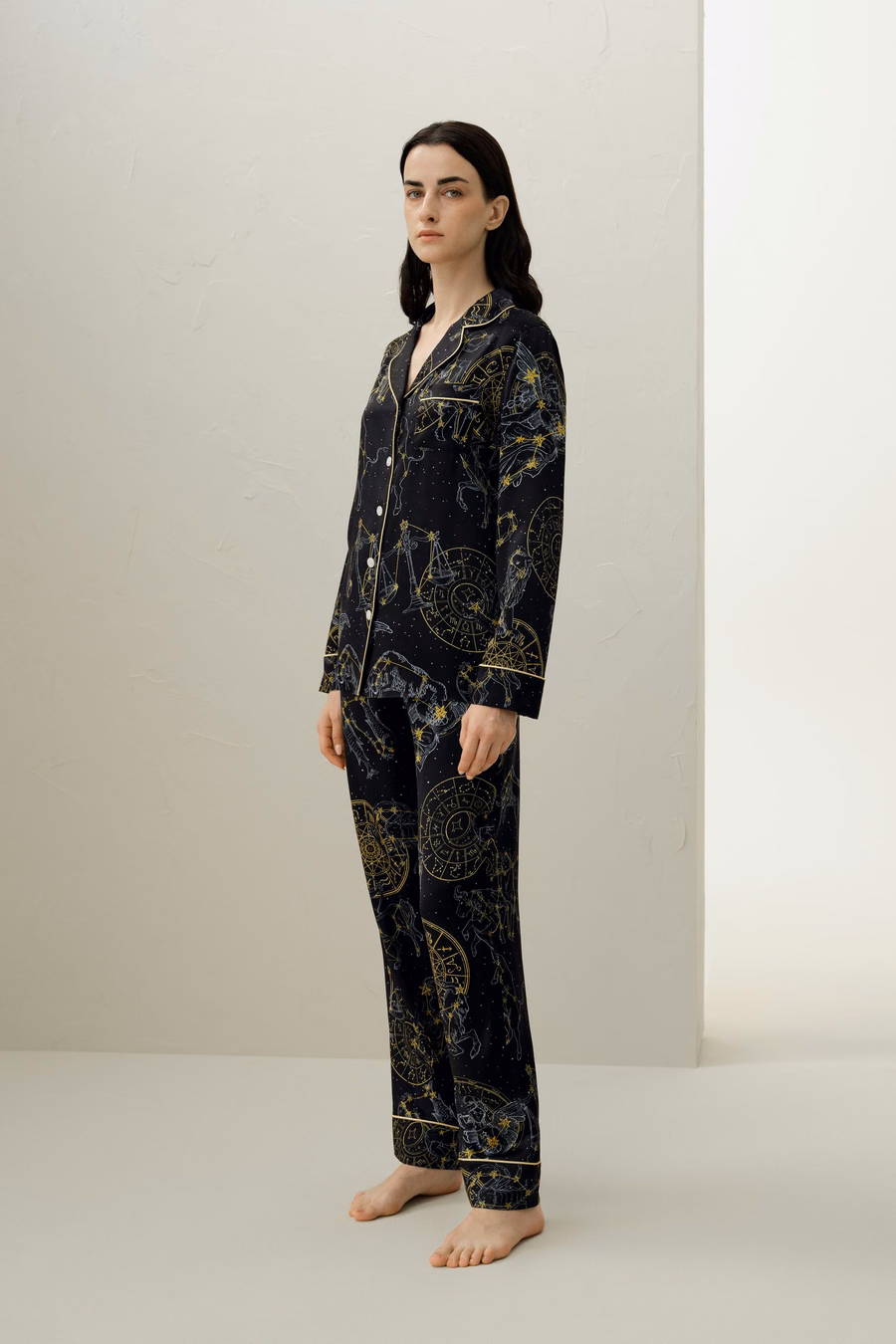 Ensemble de pyjamas en soie classique du zodiaque Vierge