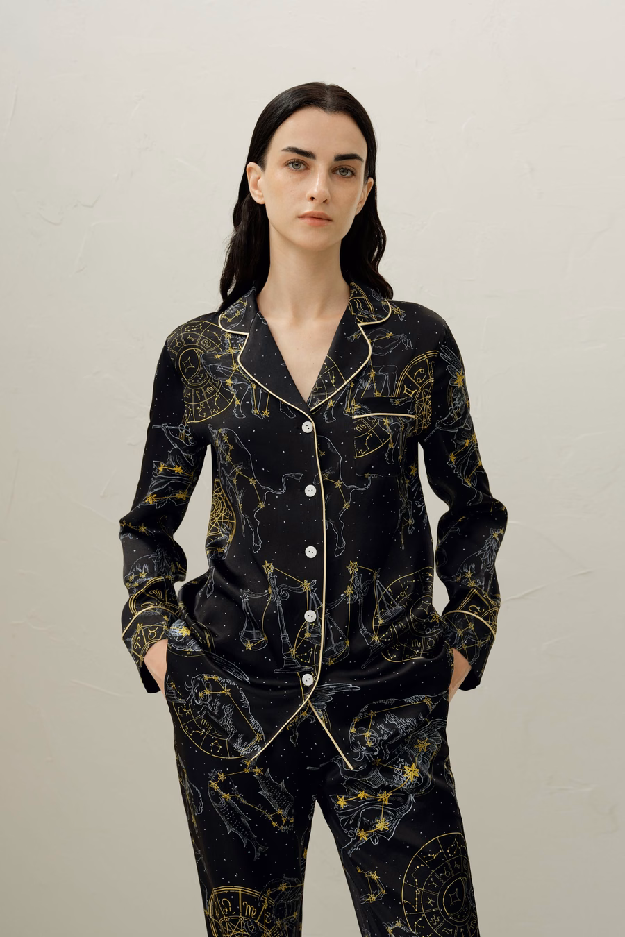 Ensemble de pyjamas en soie classique du zodiaque Vierge