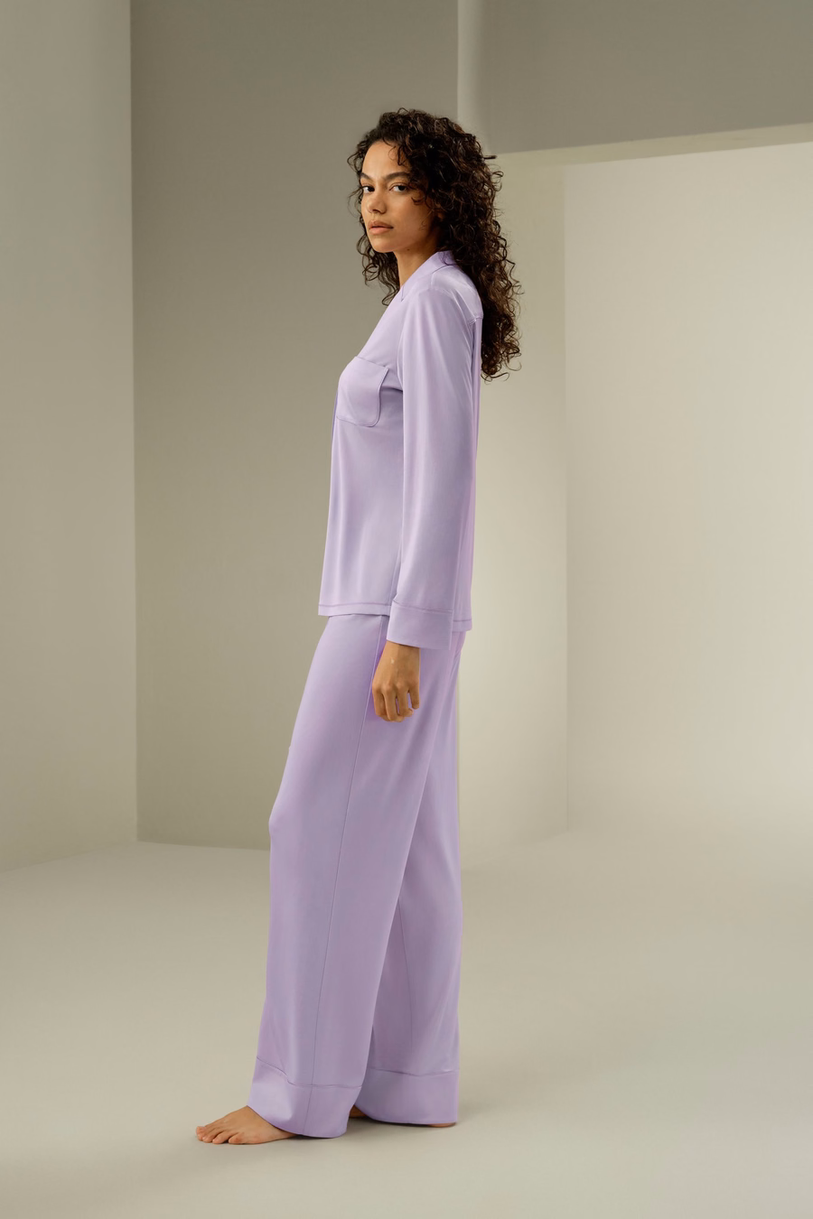 Ensemble de Pyjama Classique en Jersey de Soie