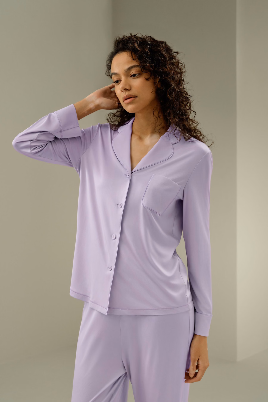 Ensemble de Pyjama Classique en Jersey de Soie