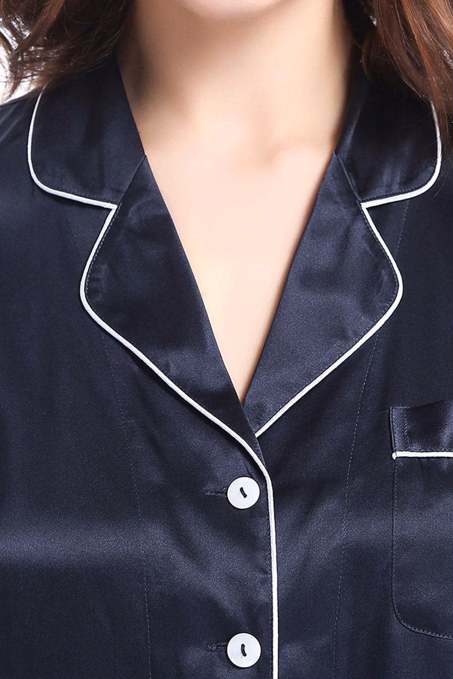 Ensemble de pyjama en soie pour femmes Chic Trimmed