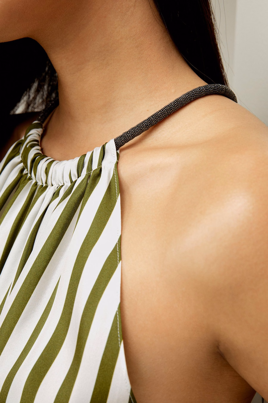 Top en soie twill à encolure halter