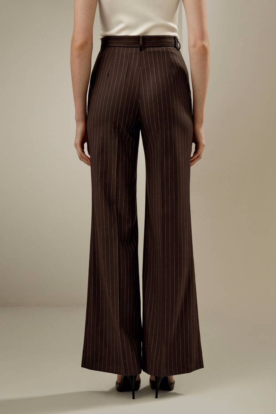 Pantalons droit taille haute à rayures