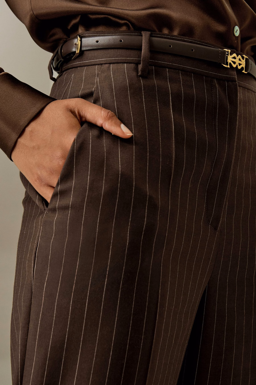 Pantalons droit taille haute à rayures